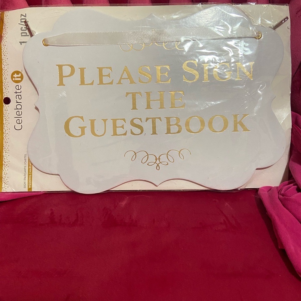 Celebrate It Gold and White Guestbook Sign
